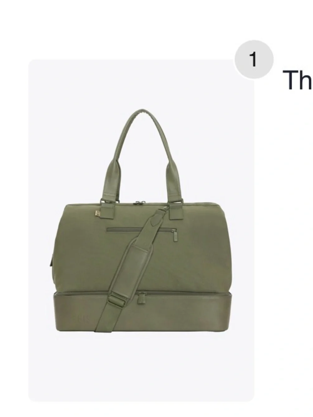 BEIS Olive Travel Duffle with Shoulder Strap